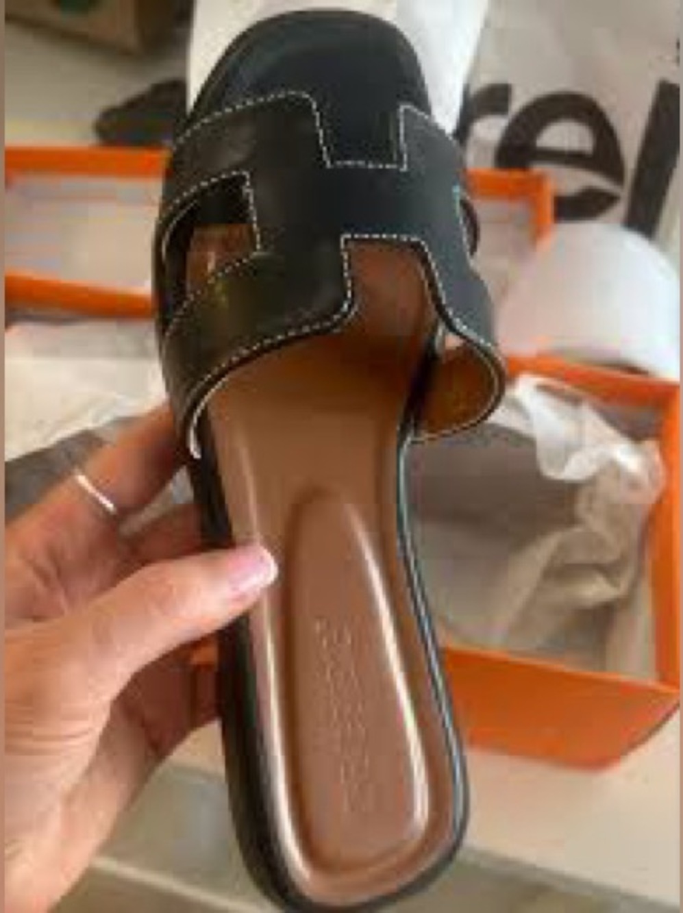 Stratuxx Kaze Black H Cutout Slide Sandals Hermès Oran Inspired Size 8 - Picture 3 of 13